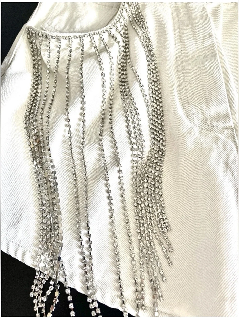 Forte Forte Denim Shorts Crystal Strass Fringe/High waisted/New/ItalianDesigner